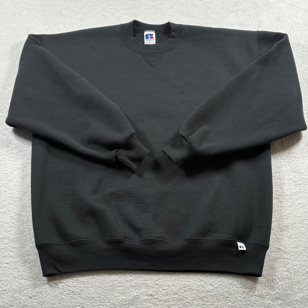 Russell Athletic Mens Vintage Crewneck Sweatshirt Black XL Made in USA V-Stitch